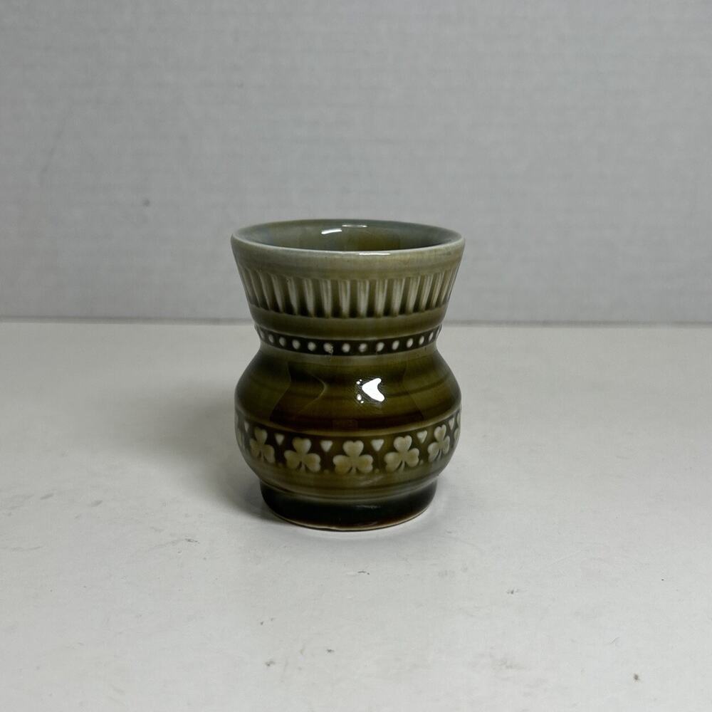 Wade Irish Porcelain Toothpick Holder, Shot Glass, Green Blue Clovers Ireland